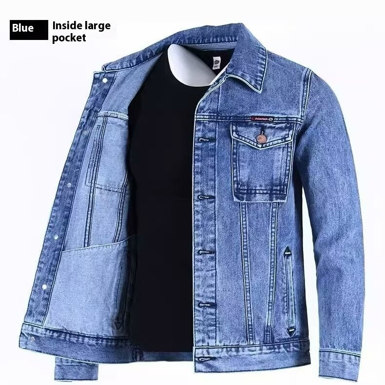 Men's Loose-fitting Workwear Jacket Lapel Denim Jacket apparel & accessories