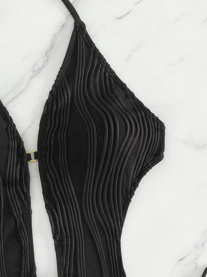 Textured Cutout Tied One-Piece Swimwear apparel & accessories