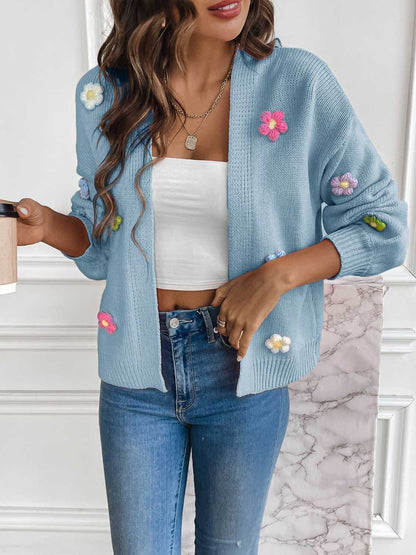 Floral Long Sleeve Open Front Cardigan apparel & accessories