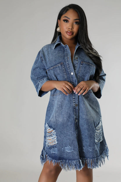 Women's Fashion Denim Long Dress apparel & accessories