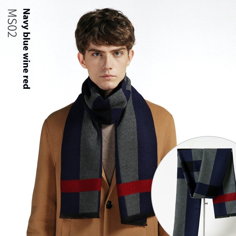 Simple Plaid Warm Keeping Artificial Cashmere Scarf Men's Scarves