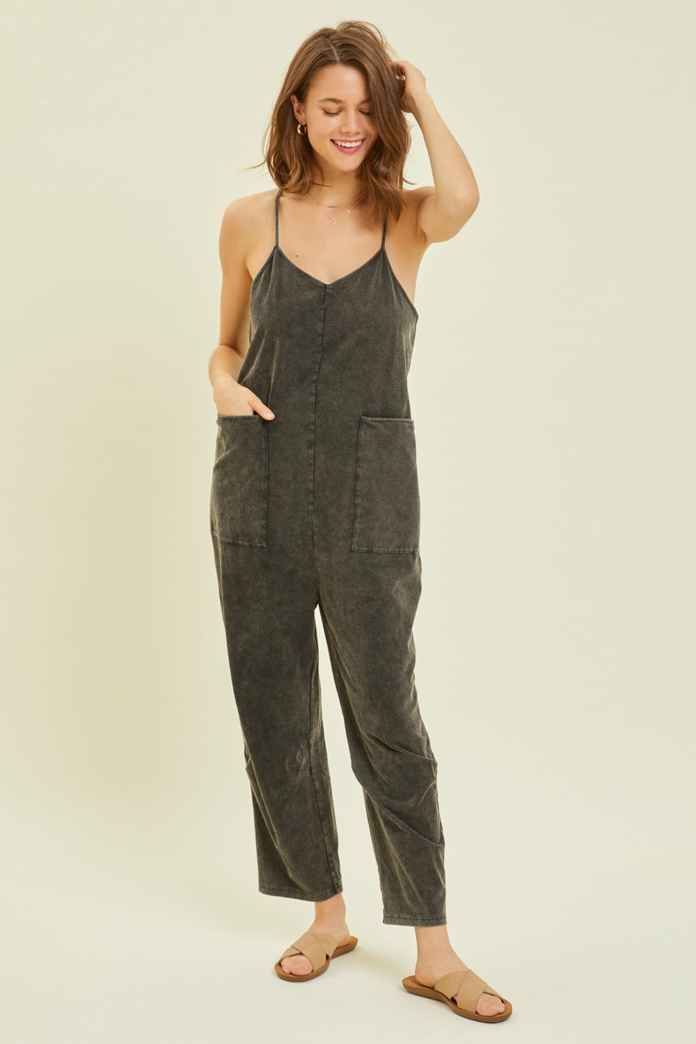 HEYSON Full Size Mineral-Washed Oversized Jumpsuit with Pockets Bottom wear