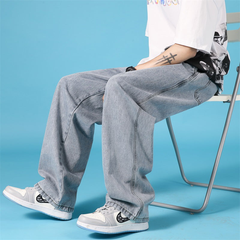 Straight Loose Jeans Men Casual Trousers Hip Hop Cargo Denim Pants With Zipper apparels & accessories