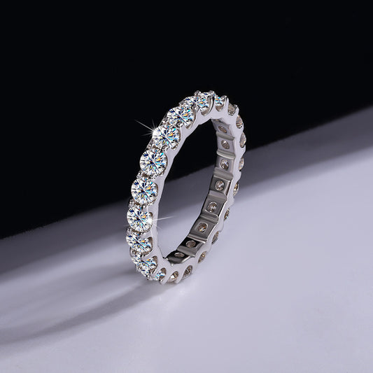 S925 Sterling Silver Moissanite Diamond Stackable Ring Jewelry