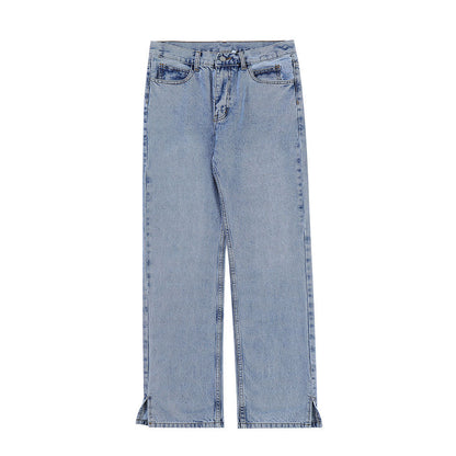 Solid Color Washed Raw Edge Jeans Men apparel & accessories