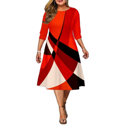 Digital Positioning Printing Plus Size Women's Dress Dresses & Tops