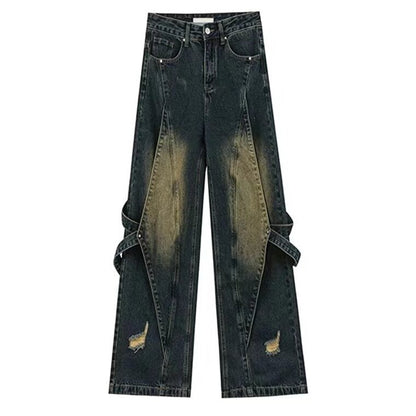 High Street Vibe Vintage Heavy Industry Worn Looking Washed-out Jeans Men apparel & accessories