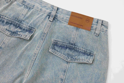 American Street Fashion Heavy Industry Washing Tooling Denim Trousers 5