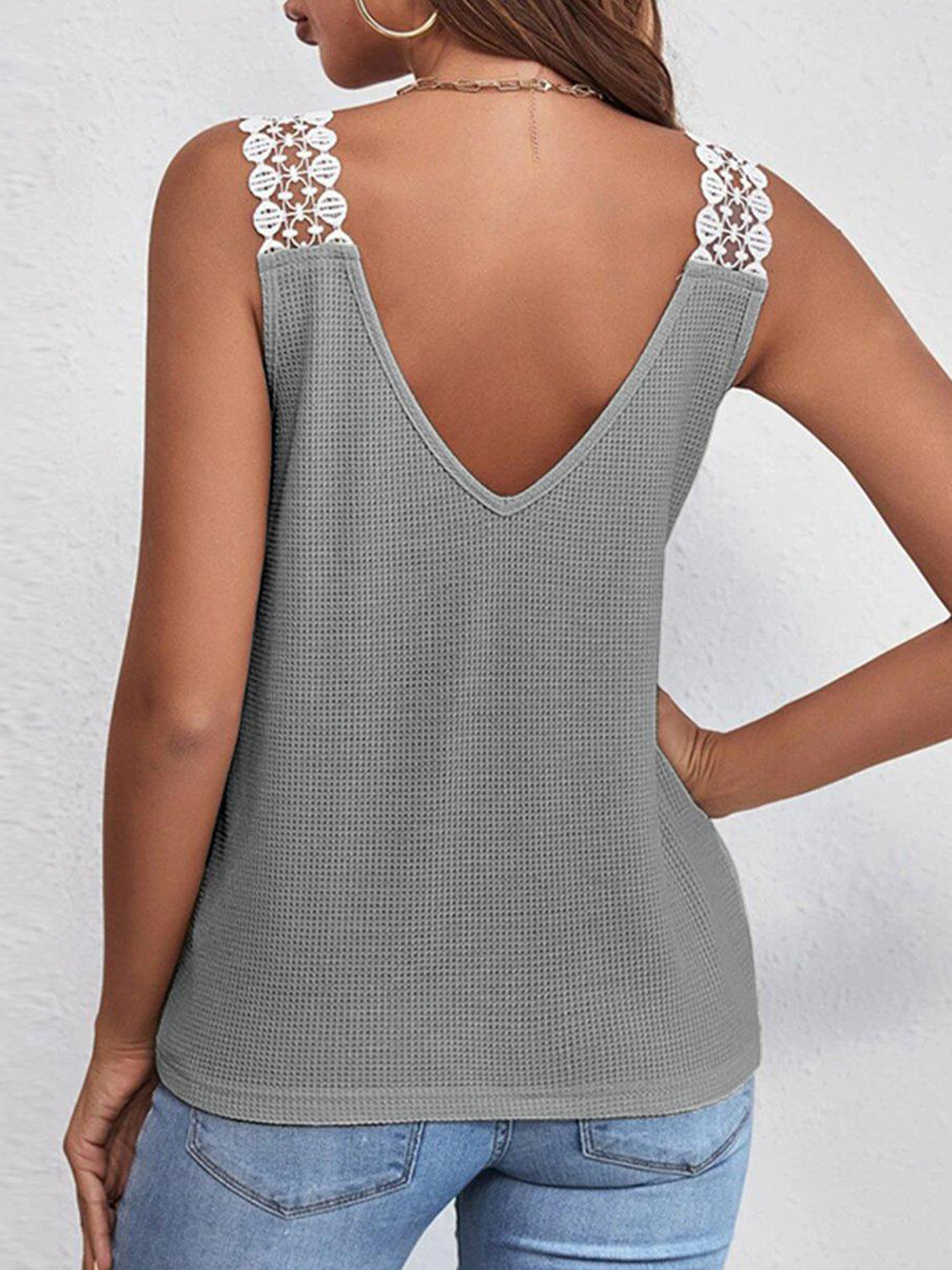 Full Size Lace Detail V-Neck Tank apparel & accessories