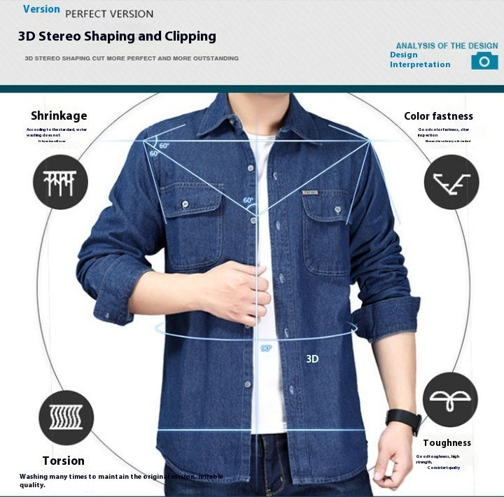 Thin Long Sleeve Coat Soft Denim Top Shirt Autumn Loose Men apparels & accessories