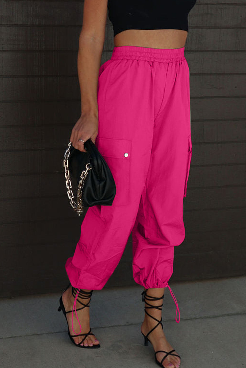 Drawstring Elastic Waist Pants with Pockets apparel & accessories