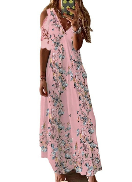 Women's Summer Floral Short Sleeve Printed Bohemian Dress apparels & accessories