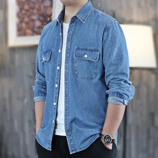 Thin Long Sleeve Coat Soft Denim Top Shirt Autumn Loose Men apparels & accessories