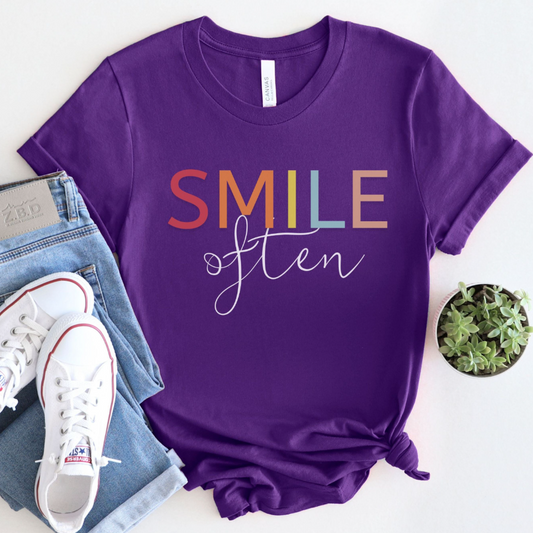 European And American Often Smile Shirt Digital Printing Casual Round Neck Short Sleeves T-shirt apparel & accessories