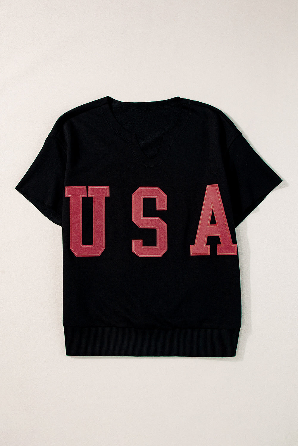 USA Notched Short Sleeve T-Shirt Dresses & Tops