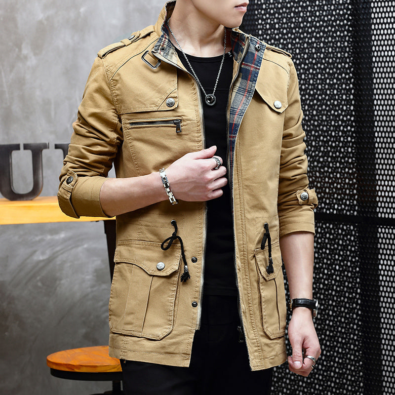 Military Jacket Young Men''s Korean Slim Fit Military Green Casual apparels & accessories