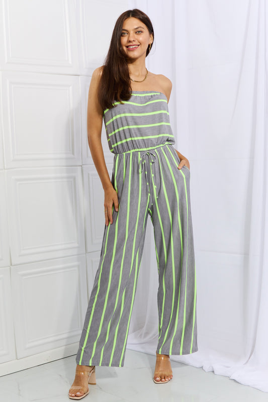 Sew In Love Pop Of Color Full Size Sleeveless Striped Jumpsuit Bottom wear