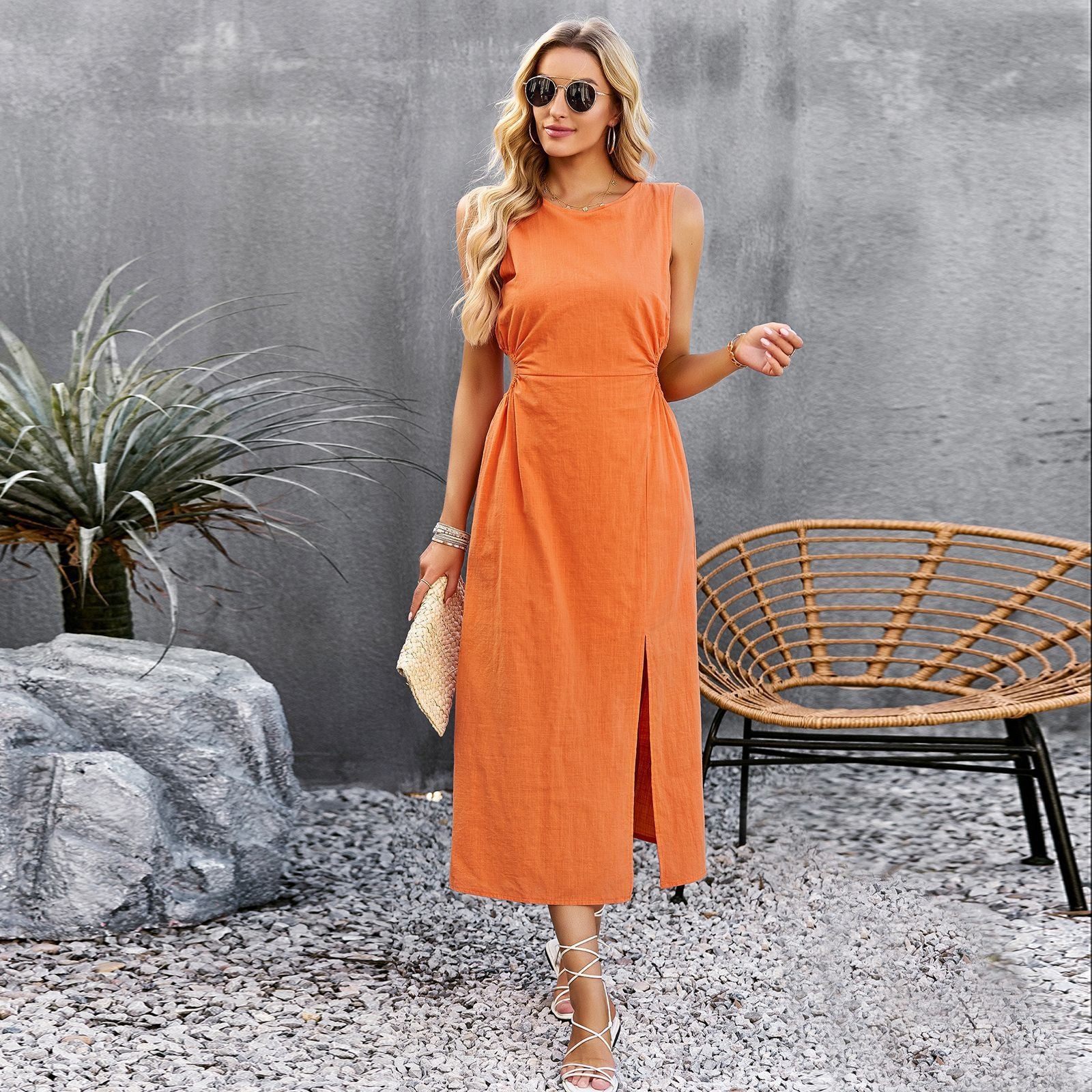 Women's Summer Solid Color Sleeveless Dress apparel & accessories