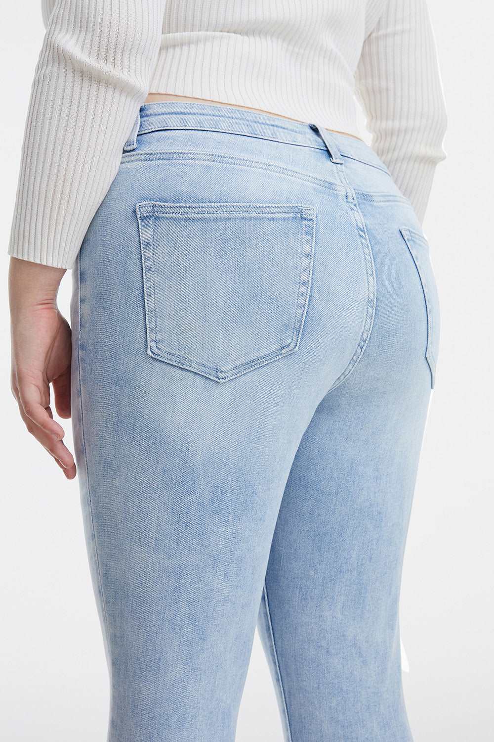 BAYEAS Full Size High Waist Raw Hem Washed Straight Jeans apparel & accessories