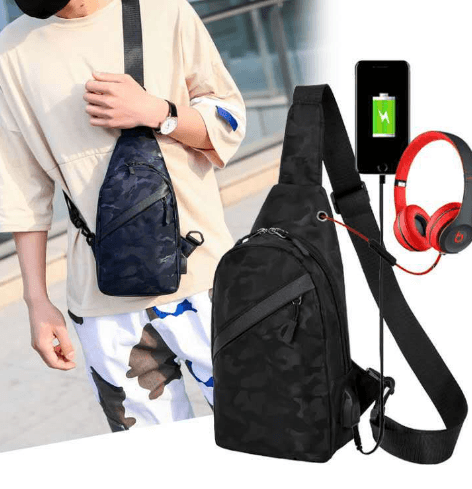 Camouflage Crossbody Chest Bags With Headphone Hole shoes, Bags & accessories
