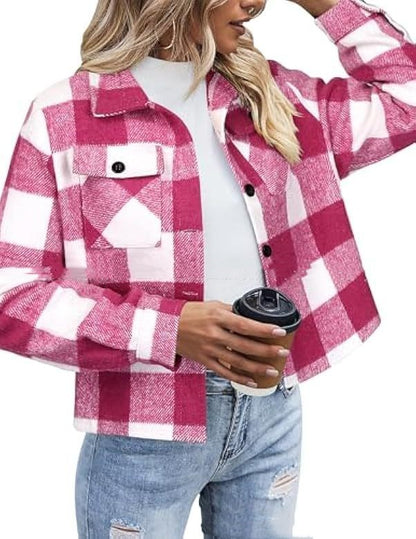 Women's Fashion Short Plaid Jacket apparels & accessories