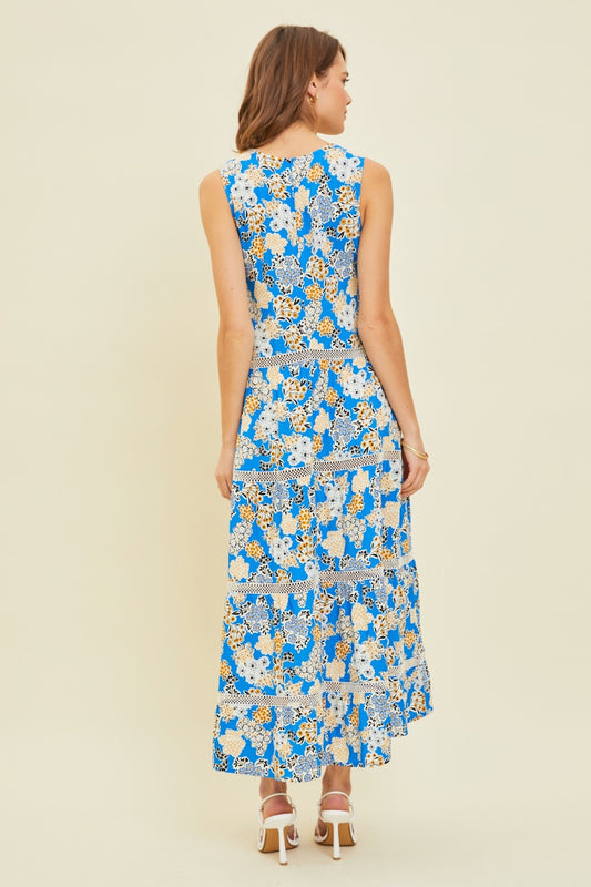 HEYSON Full Size Printed Crochet Trim Maxi Dress Dresses & Tops
