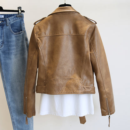 Women's Short Leather Jacket Spring And Autumn apparels & accessories