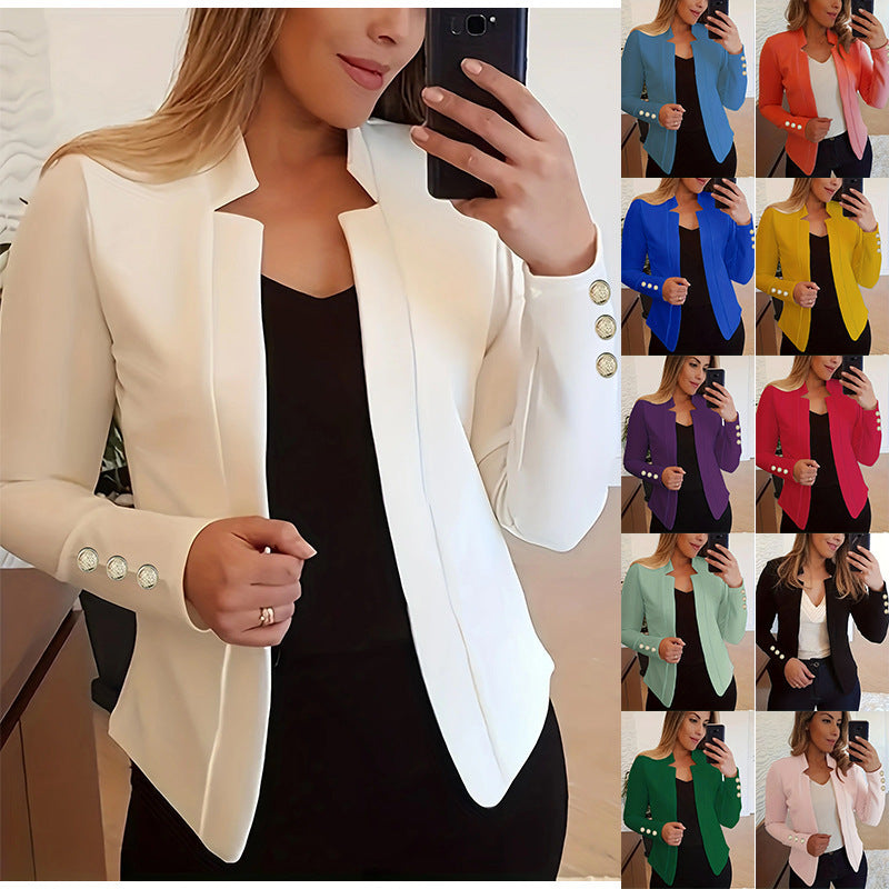 Solid Color Cuff Small Suit Long Sleeve Jacket Suit apparel & accessories