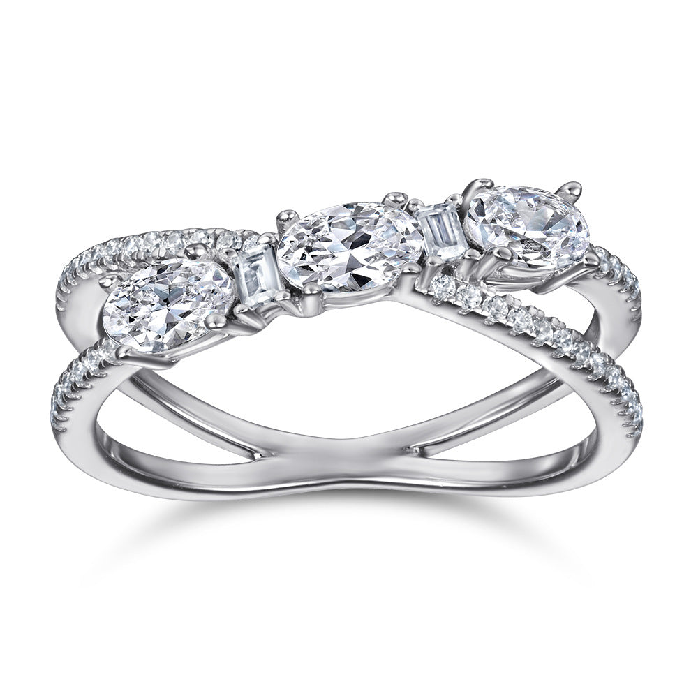 Rings 925 Silver Rotary Cross Denier Zircon Ring Women\'s Wedding Engagement Ring Jewelry
