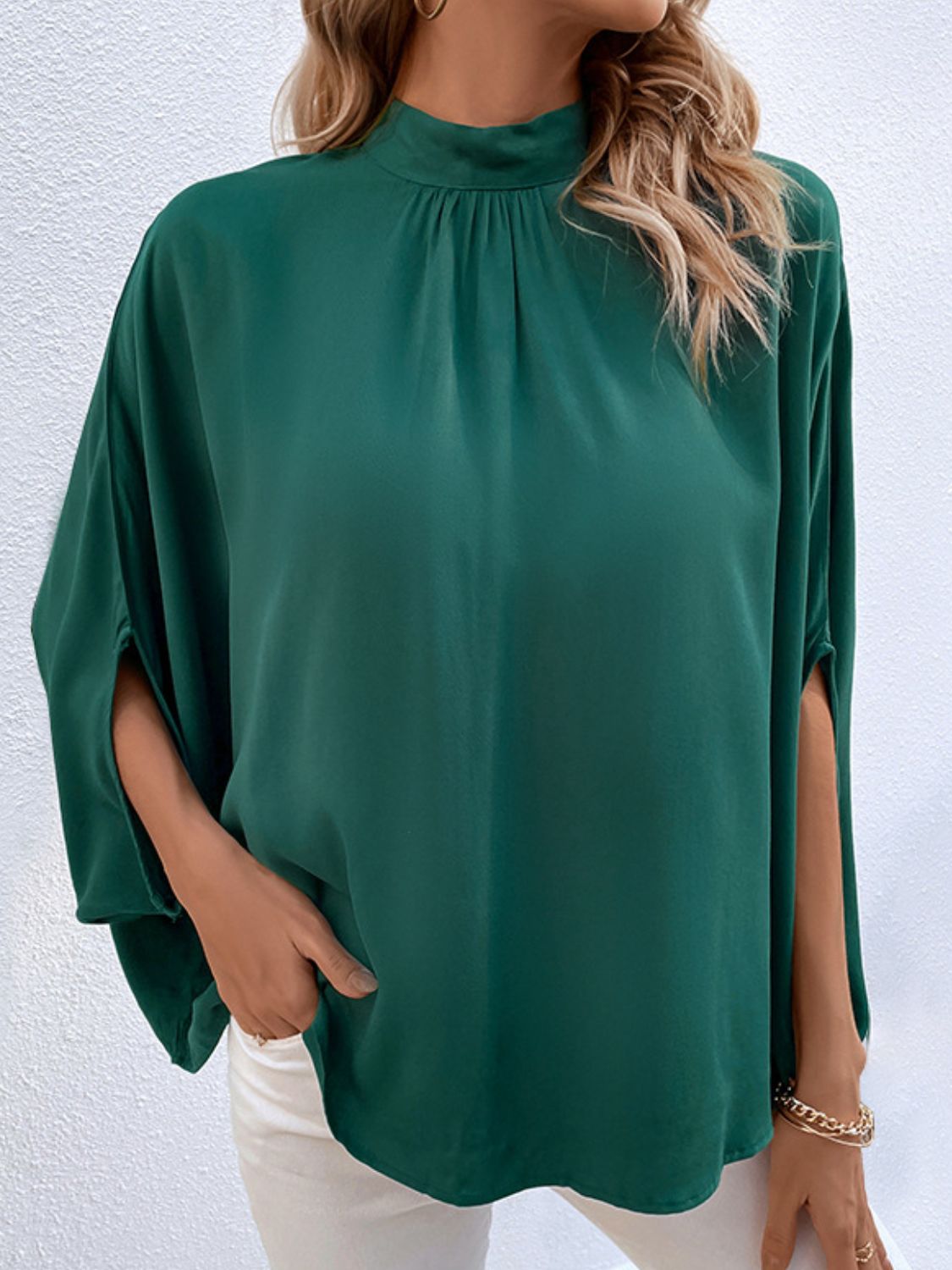 Tie Back Mock Neck Blouse apparel & accessories