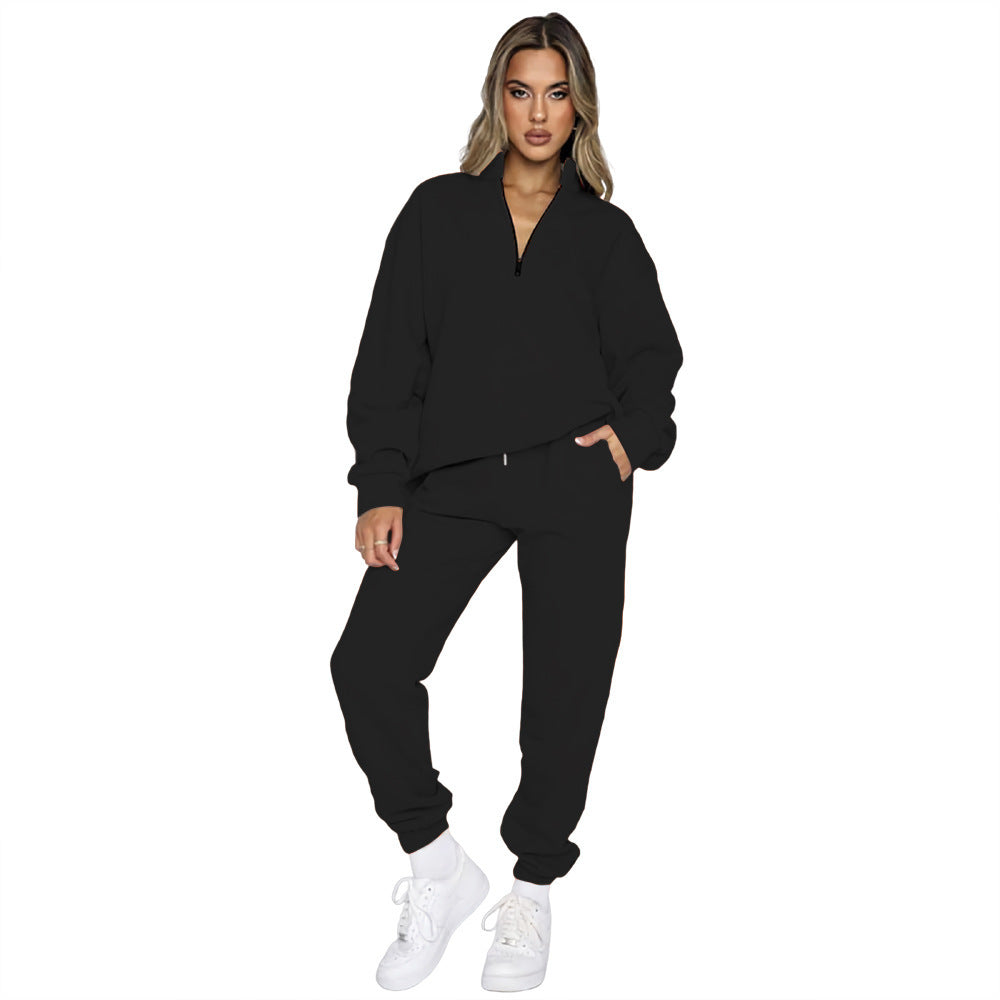 Zipper Pullover Long Sleeve Sweater Two-piece Set apparels & accessories