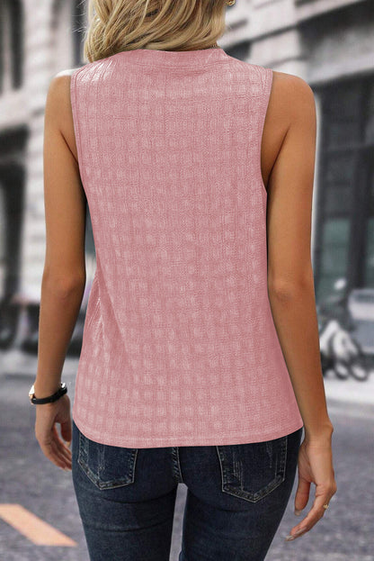 Solid Notched Sleeveless Blouse apparel & accessories