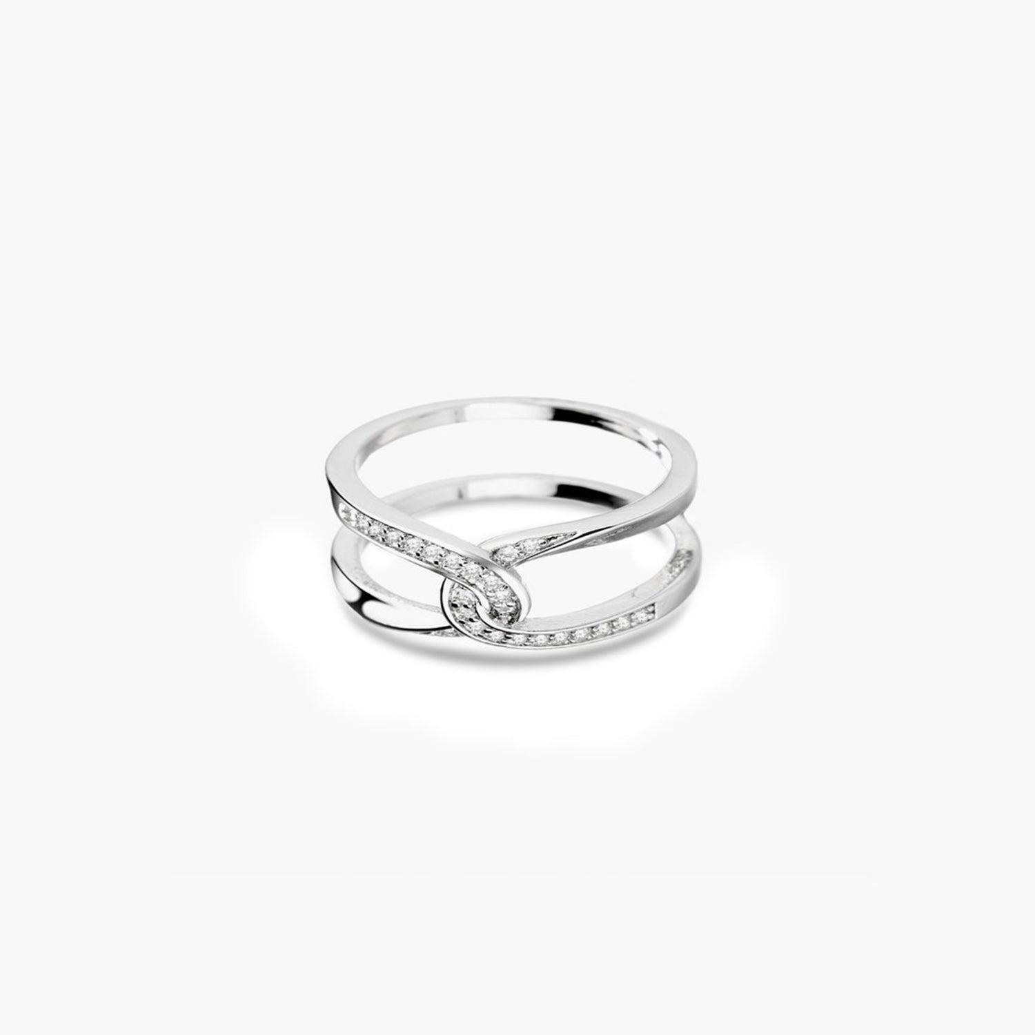 Twisted Inlaid Zircon Double-layered Ring apparel & accessories