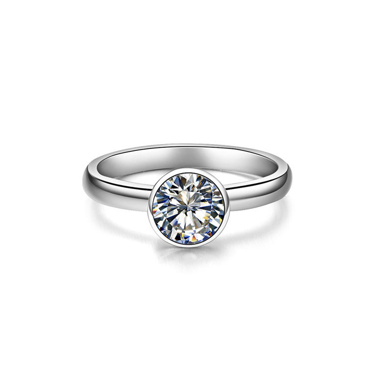 925 Silver 7mm Round White Diamond Ice Flower Cut Wedding Ring Jewelry