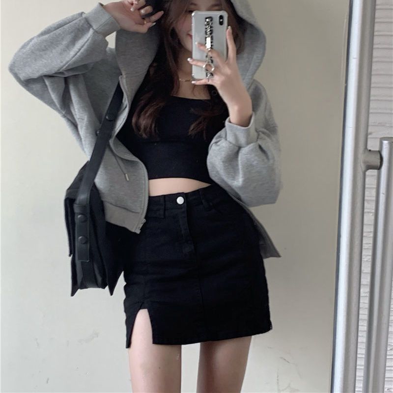 Split High Waisted Slim Denim Skirt apparel & accessories