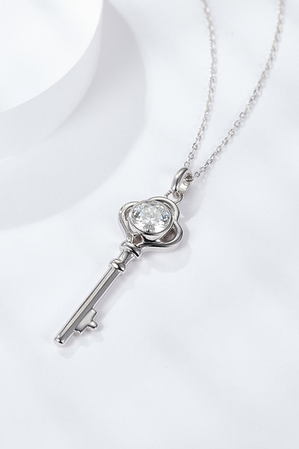 925 Sterling Silver 1 Carat Moissanite Key Pendant Necklace apparel & accessories