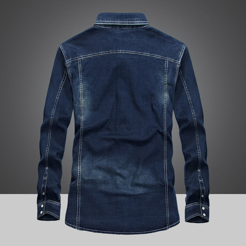 Men's Long Sleeved Denim Shirt Outdoor Leisure apparels & accessories