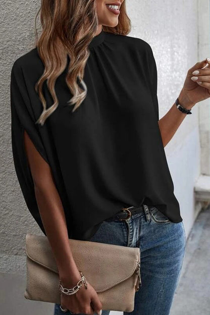 Tie Back Slit Half Sleeve Blouse apparel & accessories