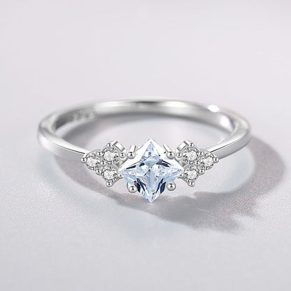 S925 Silver Ring Female Light Luxury Zircon Jewelry