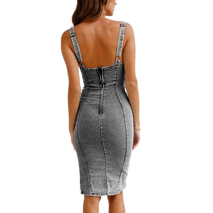 Fashion Sling Split Stretch Denim Dress apparel & accessories