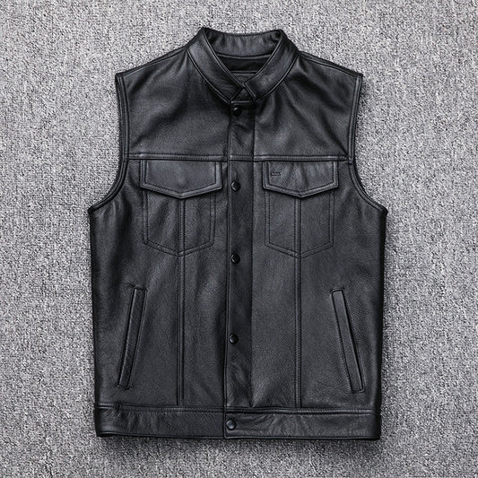 Motor Bike Casual Leather Waistcoat Plus Size men's clothing