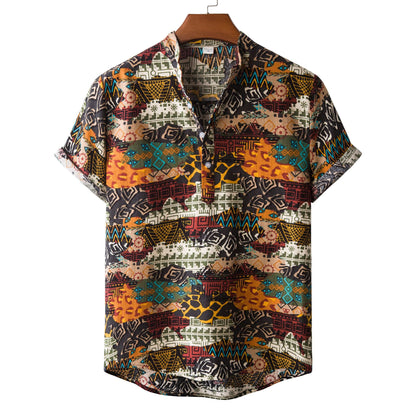Men's Versatile Casual Linen Floral Shirt apparel & accessories