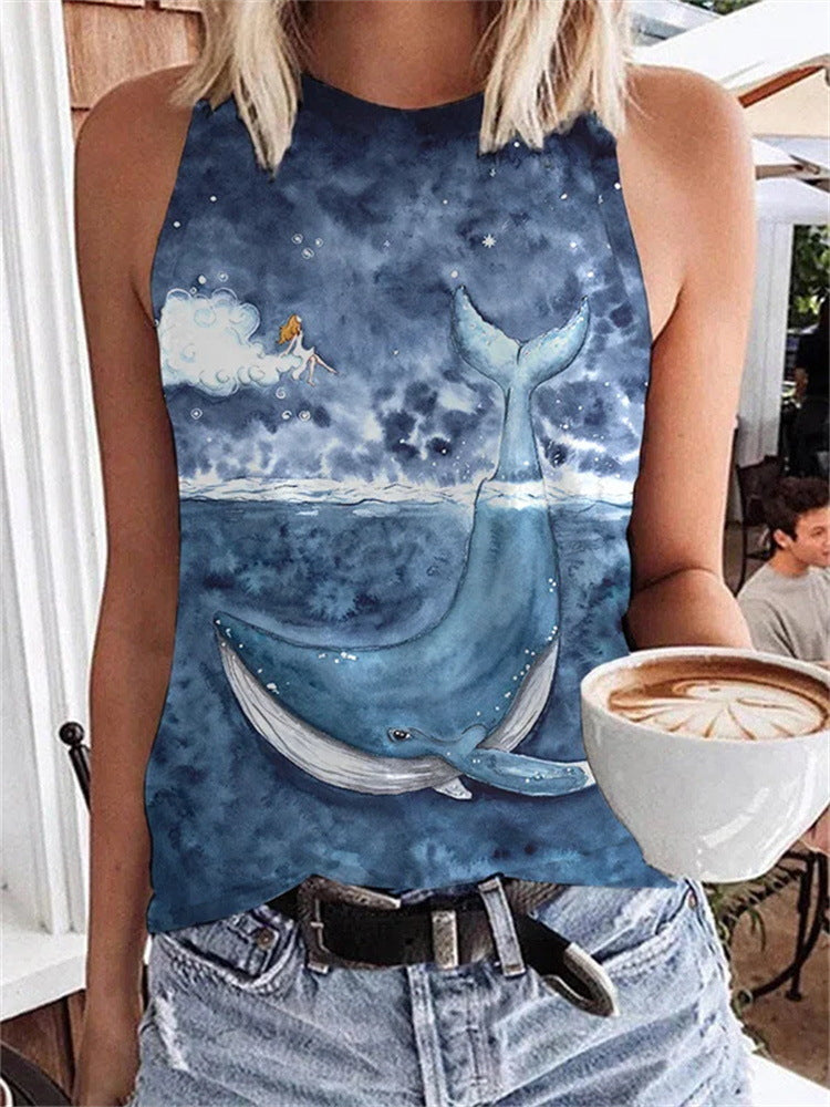 Summer Sports Casual Sleeveless Vest Printed Ladies apparel & accessories