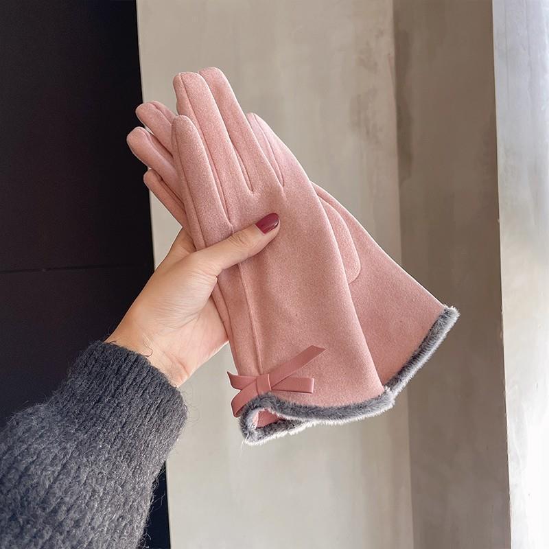 Warm Gloves Winter Women's Cute Bow Fleece-lined Thickened apparels & accessories