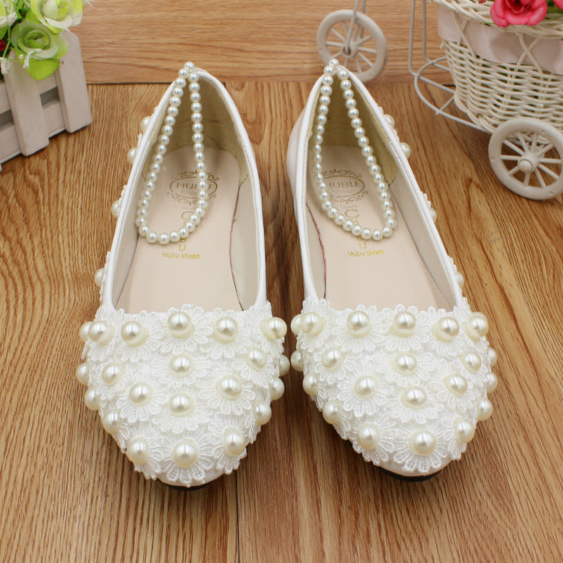 White Wedding Dress Flat Shoes Female Shoes & Bags