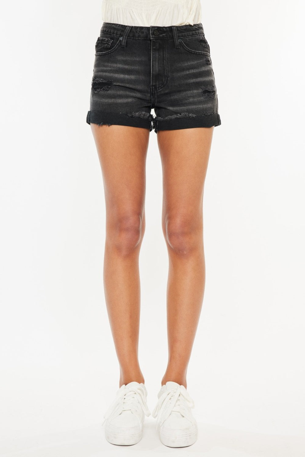 Kancan High Waist Distressed Denim Shorts Bottom wear