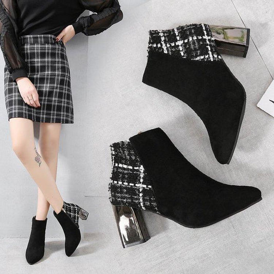 Chunky Heel Ankle Short Boots Shoes & Bags