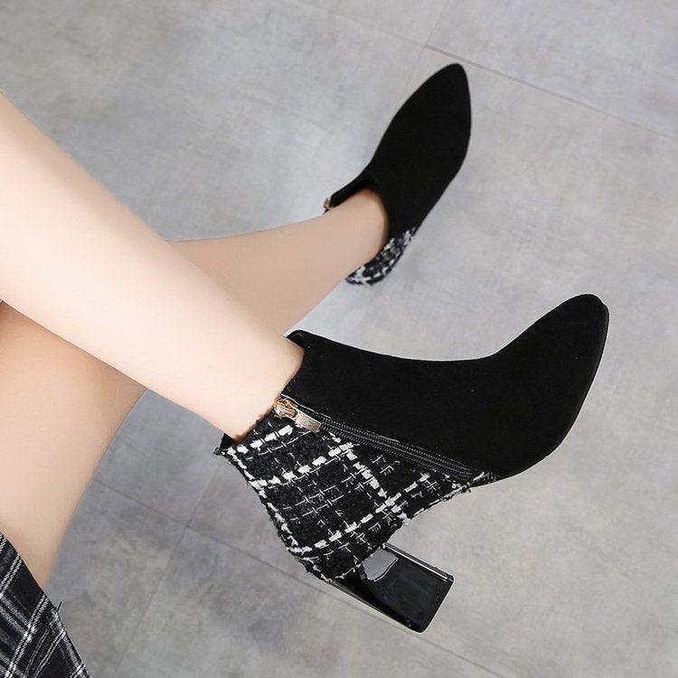 Chunky Heel Ankle Short Boots Shoes & Bags