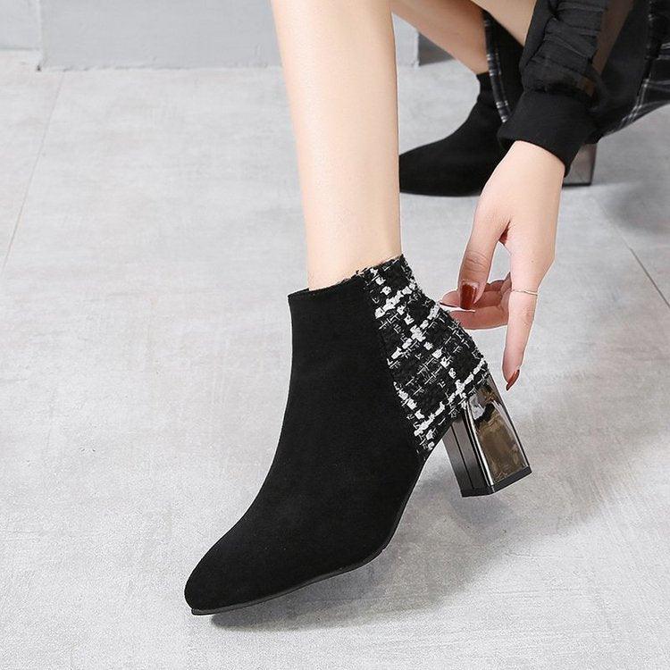 Chunky Heel Ankle Short Boots Shoes & Bags