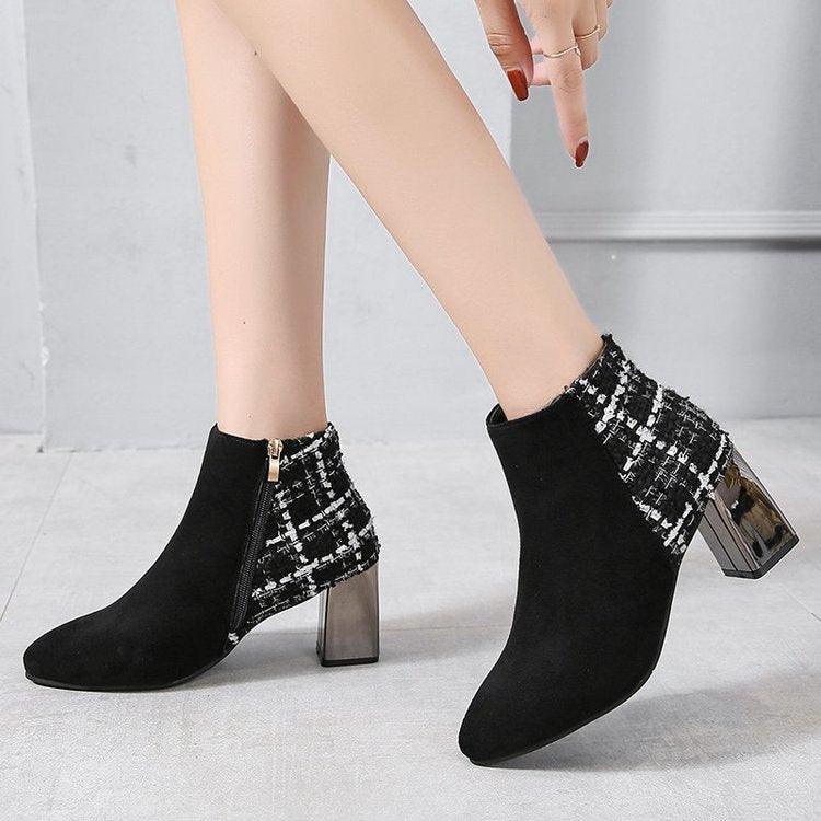 Chunky Heel Ankle Short Boots Shoes & Bags